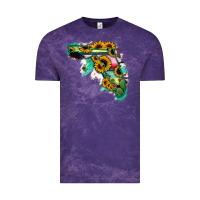 Cloud Purple Florida Map Sunflower Cactus Serape Vintage Tee - RanaPortraitStore