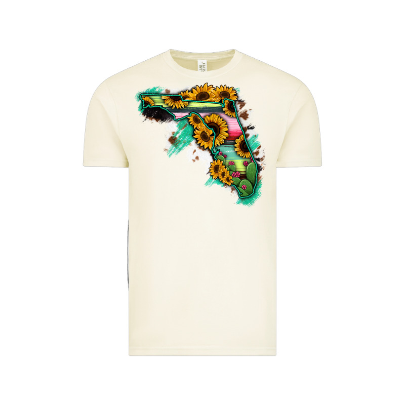 Florida Map Sunflower Cactus Serape Vintage Tee by RanaPortraitStore | Teevron