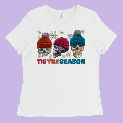Tis The Season Skull Winter Ladies Tee Designed By Fadigitalartstudio