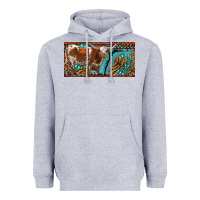Heather Grey texas longhorn with aztec tiger and  leopard Heavyweight Hoodie - RanaPortraitStore