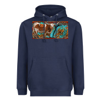 Navy texas longhorn with aztec tiger and  leopard Heavyweight Hoodie - RanaPortraitStore