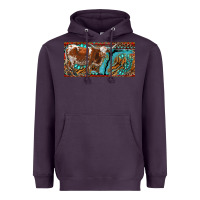 Plum texas longhorn with aztec tiger and  leopard Heavyweight Hoodie - RanaPortraitStore