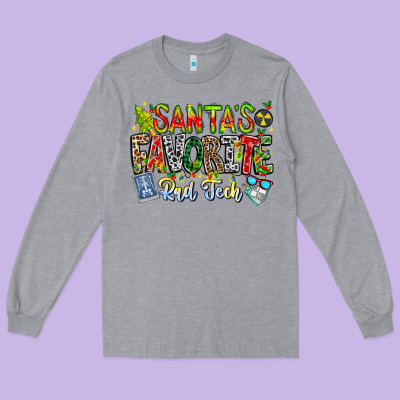 Santa's Favorite Rad Tech Long Sleeve Tee Designed By Cowhidedigitalart