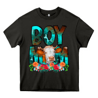 Asphalt Boy Mom Flowers Cow Heavy Core Tee - CowCowDesign