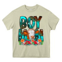 Mossy Boy Mom Flowers Cow Heavy Core Tee - CowCowDesign