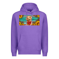 Purple golden retriever license plate Premium Hoodie - Artiststas