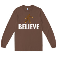 Chestnut believe bigfoot white Long Sleeve Tee - artisFamous