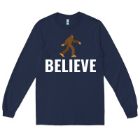 Navy believe bigfoot white Long Sleeve Tee - artisFamous