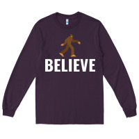 Plum believe bigfoot white Long Sleeve Tee - artisFamous