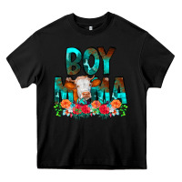 Black Boy Mama Flowers Cow Heavy Core Tee - CowCowDesign
