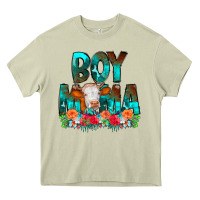 Mossy Boy Mama Flowers Cow Heavy Core Tee - CowCowDesign
