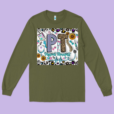 Pt Physical Therapist Long Sleeve Tee Designed By Cowhidedigitalart