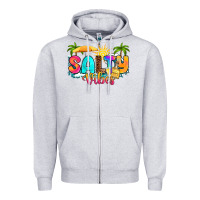 Heather Grey salty vibes Zipper Hoodie - RanaPortraitStore