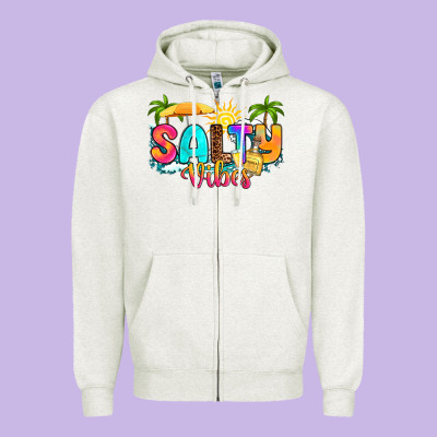 Salty Vibes Zipper Hoodie Designed By Ranaportraitstore