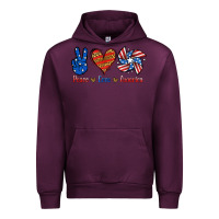 Mauve Wine Peace Love America Urban Hoodie - Jasminsmagicworld