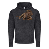 Vintage Black Sussex Spaniels llustrations Vintage Hoodie - LillyAllenDesigns