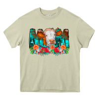 Mossy Cow Mom Turquoise Tooled Leather Flowers Heavy Core Tee - CowCowDesign