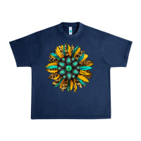 Navy turquoise leopard sunflower Urban Heavy Tee - Jasminsmagicworld