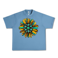 Pebble Blue turquoise leopard sunflower Urban Heavy Tee - Jasminsmagicworld