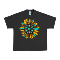 Pigment Black turquoise leopard sunflower Urban Heavy Tee - Jasminsmagicworld
