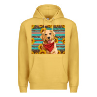 Antique Gold golden retriever with sunflowers Premium Hoodie - Artiststas