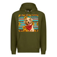 Army Green golden retriever with sunflowers Premium Hoodie - Artiststas