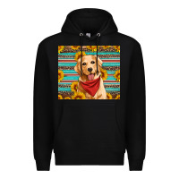 Black golden retriever with sunflowers Premium Hoodie - Artiststas