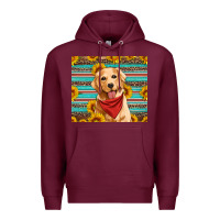 Burgundy golden retriever with sunflowers Premium Hoodie - Artiststas