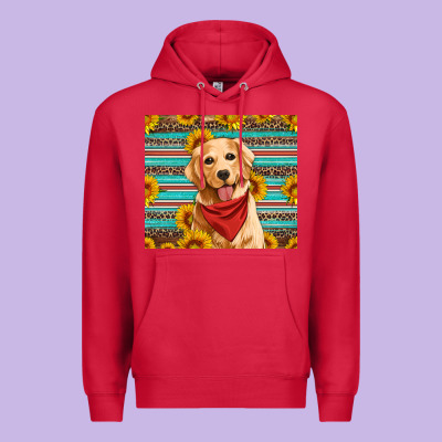Golden Retriever With Sunflowers Premium Hoodie Designed By Artiststas
