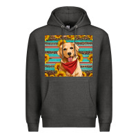 Charcoal Heather golden retriever with sunflowers Premium Hoodie - Artiststas