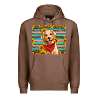 Chestnut golden retriever with sunflowers Premium Hoodie - Artiststas