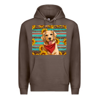 Coffee golden retriever with sunflowers Premium Hoodie - Artiststas