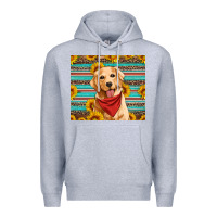 Heather Grey golden retriever with sunflowers Premium Hoodie - Artiststas