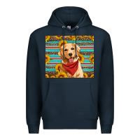 Navy golden retriever with sunflowers Premium Hoodie - Artiststas
