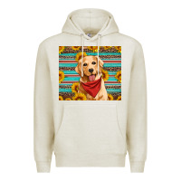 Oatmeal Heather golden retriever with sunflowers Premium Hoodie - Artiststas
