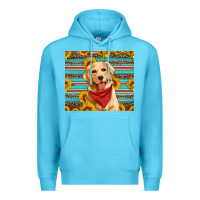 Ocean Blue golden retriever with sunflowers Premium Hoodie - Artiststas