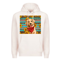 Pale Pink golden retriever with sunflowers Premium Hoodie - Artiststas