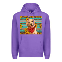 Purple golden retriever with sunflowers Premium Hoodie - Artiststas