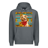 Rock golden retriever with sunflowers Premium Hoodie - Artiststas