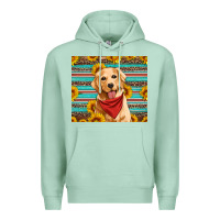 Seafoam golden retriever with sunflowers Premium Hoodie - Artiststas