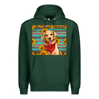 Sports Green golden retriever with sunflowers Premium Hoodie - Artiststas