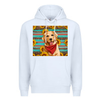 White golden retriever with sunflowers Premium Hoodie - Artiststas