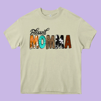 Blessed Momma Heavy Core Tee Designed By Cowcowdesign