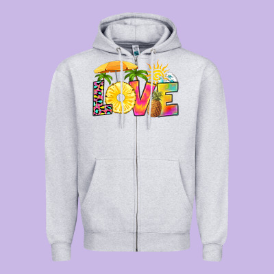 Love Pineapple Zipper Hoodie Designed By Ranaportraitstore