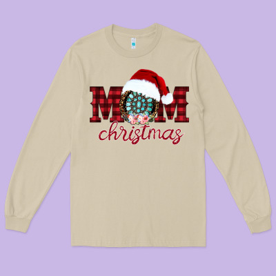 Mom Christmas Long Sleeve Tee Designed By Cowhidedigitalart