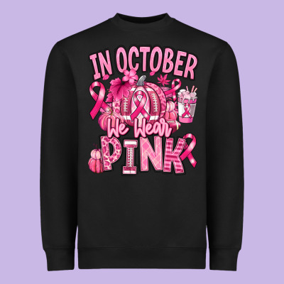 In October We Wear Pink American Football Heavyweight Sweatshirt Designed By Ranaportraitstore