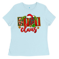 Baby Blue Christmas Gigi Claus Ladies Tee - FaDigitalArtStudio