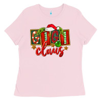 Bubblegum Pink Christmas Gigi Claus Ladies Tee - FaDigitalArtStudio