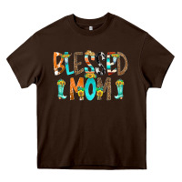 Chocolate Brown Blessed Mom Heavy Core Tee - CowCowDesign