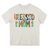 Cream Blessed Mom Heavy Core Tee - CowCowDesign
